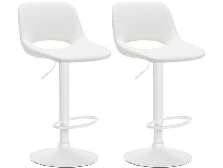 CLP 2er Set Barhocker Camden I Kunstleder-Bezug Farbe weiß Material Gestell Metall matt Weiss