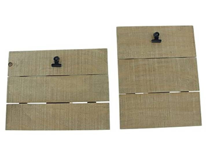 FRANK FLECHTWAREN Fotohalter Wood, 2er Set, naturfarbener Aufsteller aus Holz, Schwarze Metallklammer zum Anheften von Foto oder Menükarte, Maße: 23 x 18 cm, 18 x 23 cm