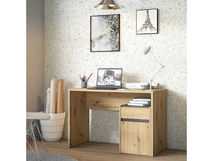 Bureau Warra 110cm Marron/Gris/Imitation chêne Artisan/Anthracite