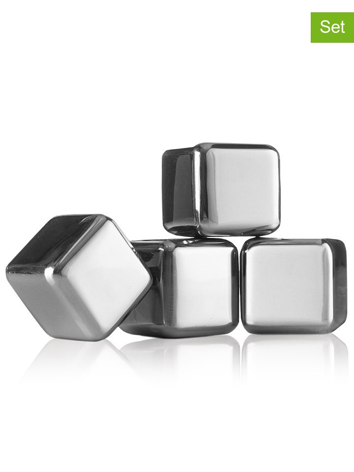 Vacu Vin 4er-Set: Kühlwürfel in Silber - (B)2,6 x (H)2,6 x (T)2,6 cm - onesize