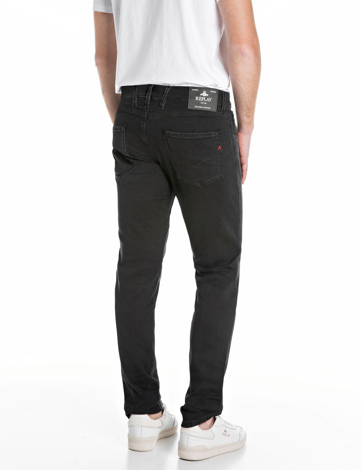 Slim-fit-Jeans REPLAY "Anbass", Herren, Gr. 31, Länge 34, schwarz, Denim/Jeans, Obermaterial: 98% Baumwolle, 2% Elasthan, slim fit normal, Jeans Slim-fit-Jeans schwarz 31, Länge 34
