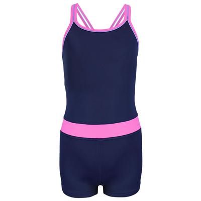 Badeanzug AQUARTI "Body Mädchen Badeanzug mit Bein Racerback", Kinder, Gr. 146, N-Gr, blau (dunkelblau, rosa), Obermaterial: 80% Polyamid PA. 20% Elasthan EL., Badeanzüge Badeanzug