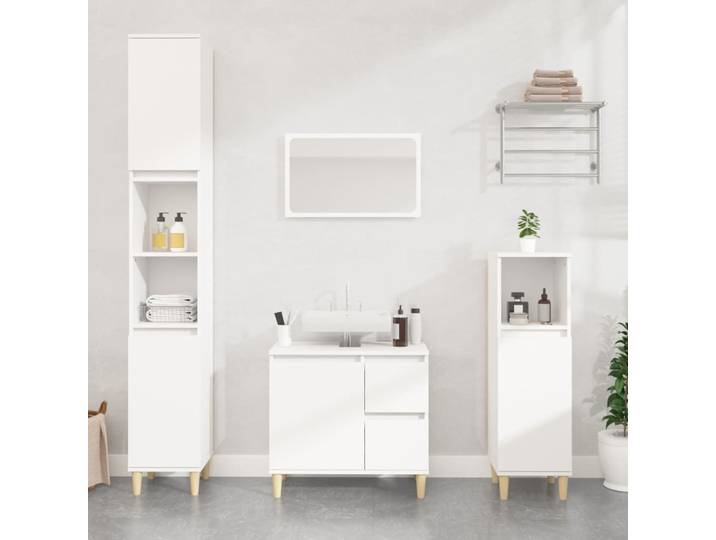 vidaXL Badschrank Weiß 30x30x100 cm Holzwerkstoff