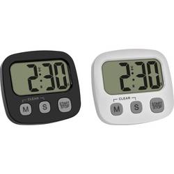 TFA Dostmann 2er Set Digitaler Timer mit Stoppuhr und Uhrzeit Stoppuhr Schwarz, Weiß digital 38.2057.40.02