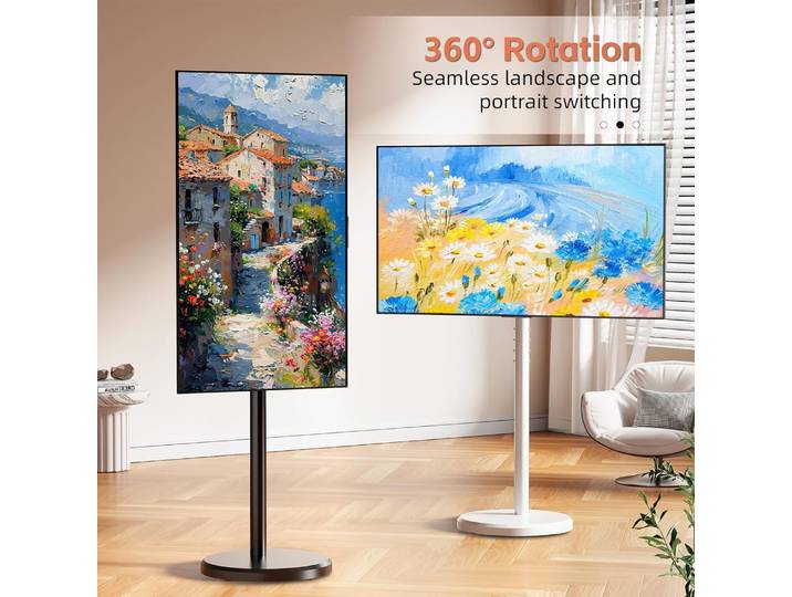 Chariot TV mobile Support TV roulant pour téléviseurs 10-42 pouces Chariot TV portable réglable en hauteur avec support TV rotatif inclinable avec roues