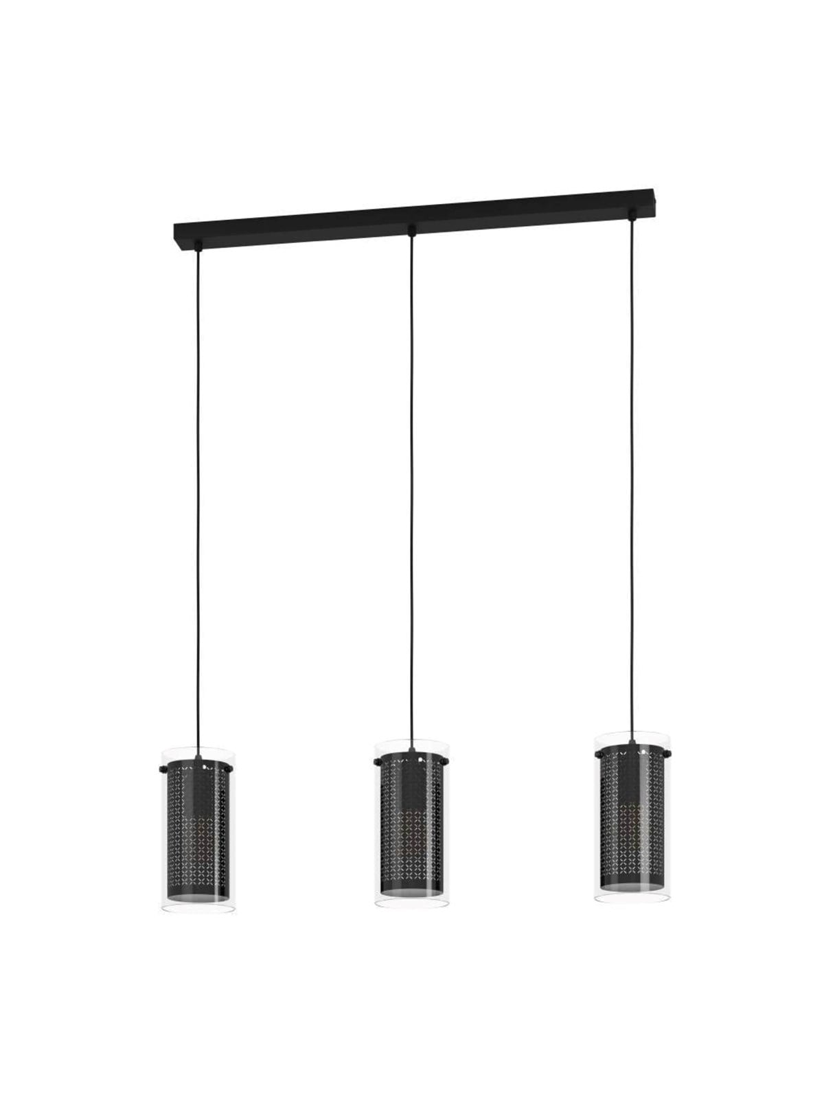 EGLO PINTO TEXTIL 1 long table pendant 3L E27 black/clear/cut-out