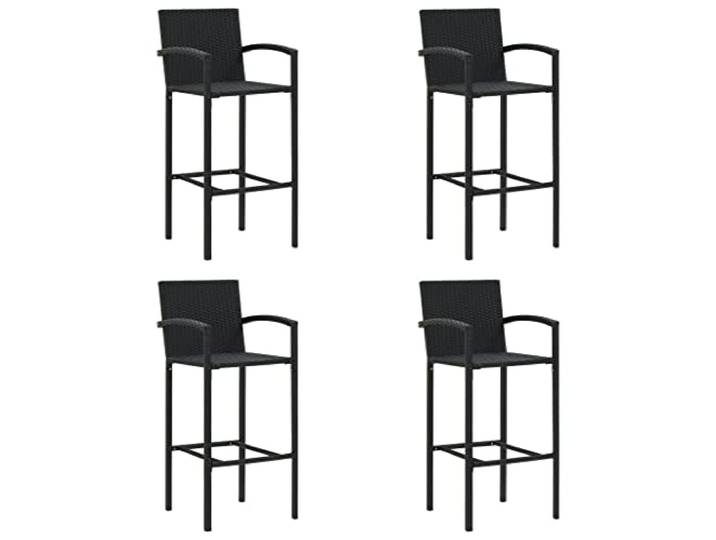 NLQMSU Barhocker, 4 Stück, Schwarz, Kunstharz, geflochten, mit Armlehnen Innen und Außen, pulverbeschichteter Stahl, einfache Montage, Anleitung inklusive, modernes Design