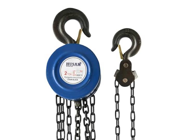 Husar Winch Handkettenzug 2T 3M mit robustem Haken, vollständig verzinkte Kette, Tragfähigkeit 2000 kg (4400 lbs), Kettenwinde mit 3 m Kette, Hebezug, Blau