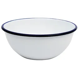 Gastronoble Olympia Emaille Schalen - weiß-blau - 15,5cm - 12 Schälchen - spülmaschinenfest