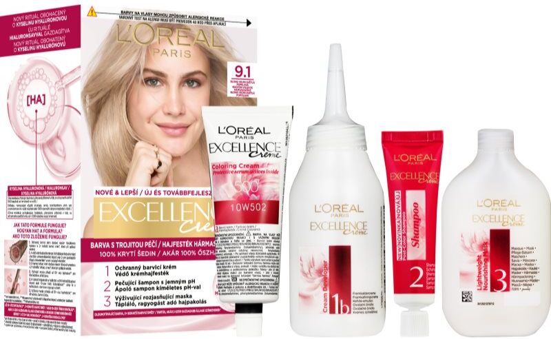 L’Oréal Paris Excellence Creme coloration cheveux teinte 9.1 1 pcs