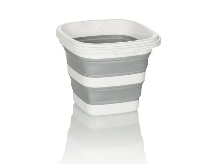 Seau Pliable Clean Silr 10 L Rond\, Plastique Gris/blanc Hjh Office