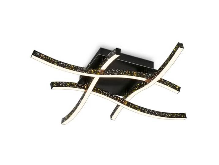 BRILONER Leuchten - LED Deckenleuchte mit Glitzereffekt, warmweiße Farbtemperatur, geschwungene Deckenlampe LED, Wohnzimmerlampe, Schwarz, 645x645x100 mm