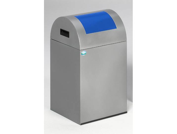 PROREGAL® Mülleimer Selbstlöschender Wertstoffsammler 43L 60x32x32cm Silber-Blau