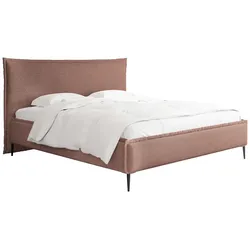 POLSTERBETT Pillow Rise mit Bettkasten, Lattenrost & hohen Metallfüßen in Terrakotta Chenille 200x200 cm