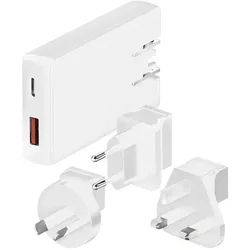 Maxtrack Reiseadapter Schnellladegerät USB A und USB C (65 W, 2 Ports), USB Ladegerät, Schwarz