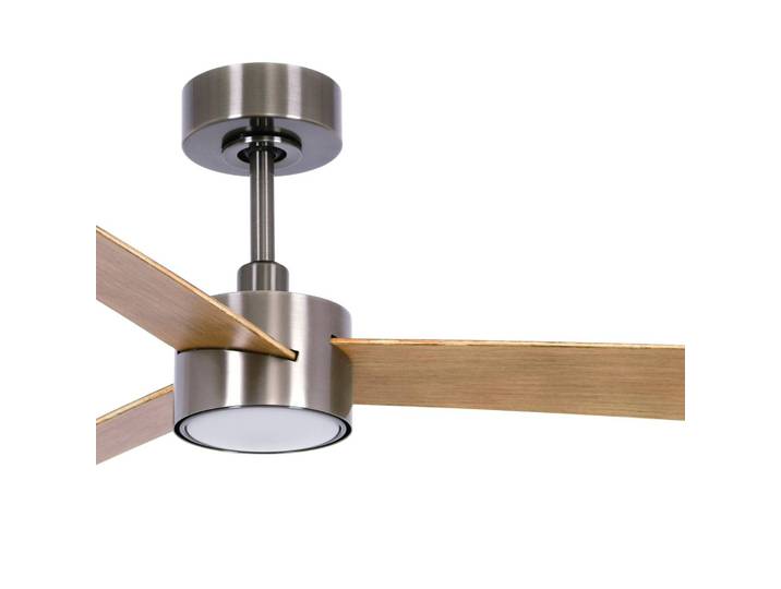 Beacon Lighting Deckenventilator Licht Climate IV nickel/teak leise IV, dimmbar, Holz hell, für Wohn- / Esszimmer, Kunststoff, Modern