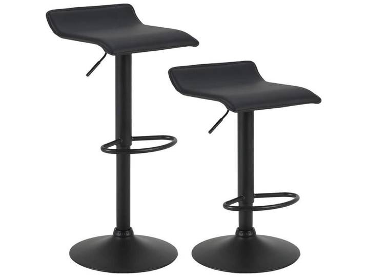 WOLTU 2 X Tabourets de Bar réglable en Hauteur Chaise de Bar Rotatif à 360 Dégrées Noir