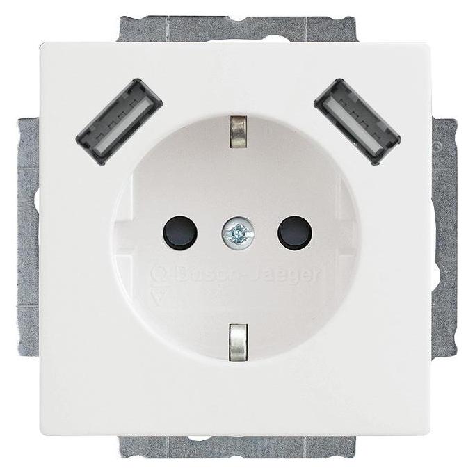 Busch-Jaeger Schuko/USB Steckdose 20 EUCB2USB-84 solo Busch-USB-Ladestation studioweiss (2CKA002011A6273)