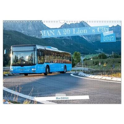 MAN A 20 Lion´s City Blue Edition (Wandkalender 2027 DIN A3 quer), CALVENDO Monatskalender