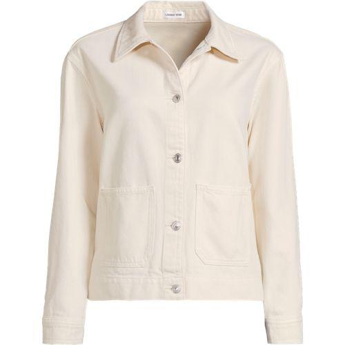 Soft Comfort Jeansjacke im Leinenmix in Petite-Größe, Damen, size: petite, Elfenbein, by Lands' End