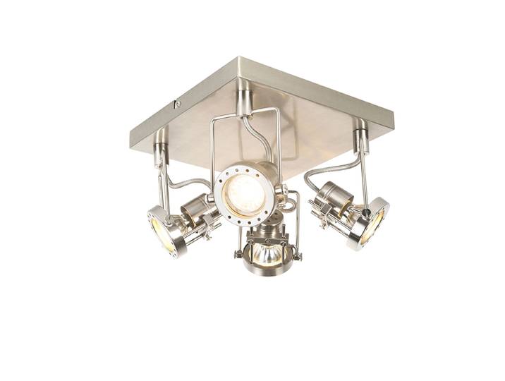 Spot encastré industriel en acier 4 lumières orientables et