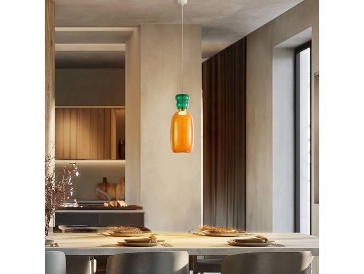 Glas Hängeleuchte Fay Lucande, gelb / orange, für Küche, Glas, Junges Wohnen