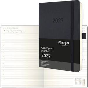 Sigel Buchkalender C2720, Conceptum, Jahr 2027, A5, Chefkalender, 1 Tag = 1 Seite