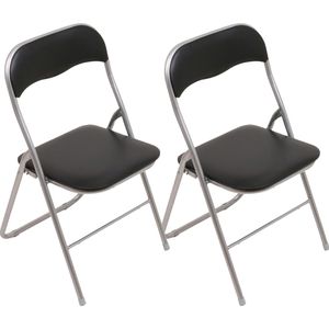 Haest Klappstuhl ST-HA-PVC, schwarz, aus Metall, gepolstert, Kunstlederbezug, bis 120kg, 2 Stück