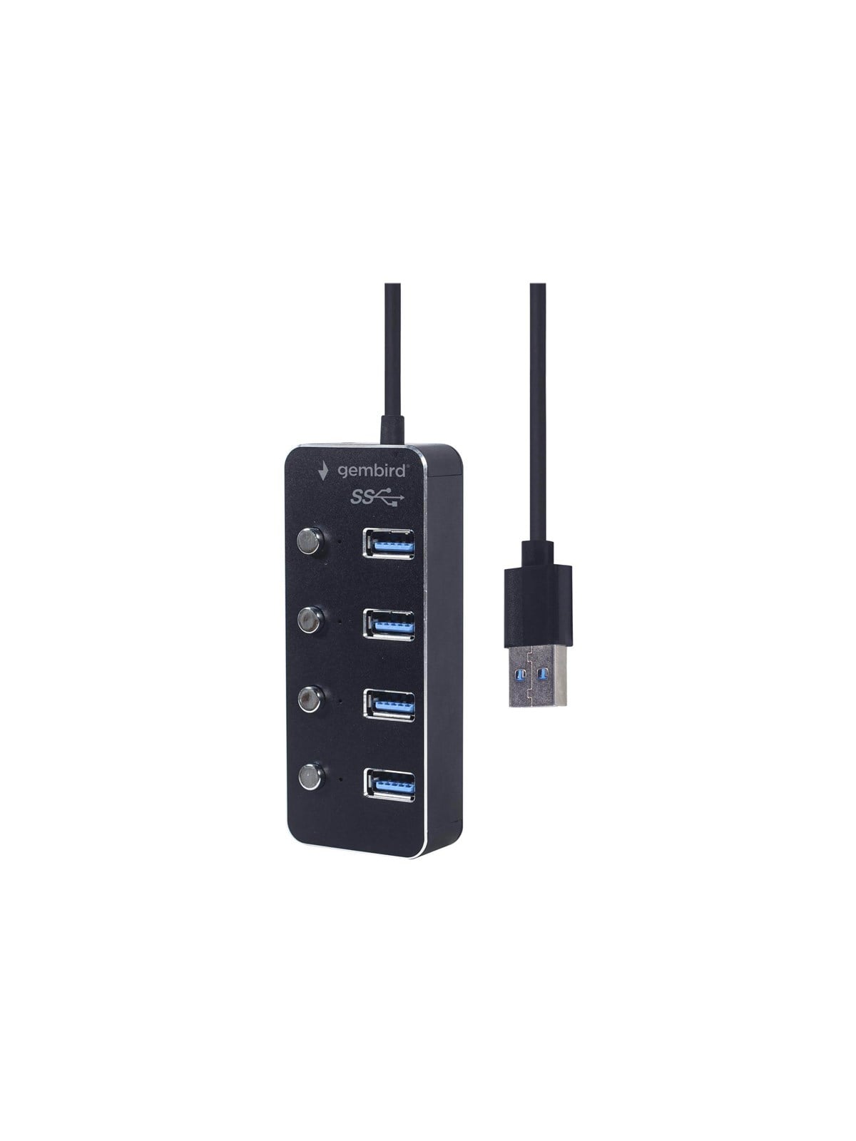Gembird - hub - powered with switches black - 4 ports USB-Hubs - USB 3.2 - 4 - Schwarz