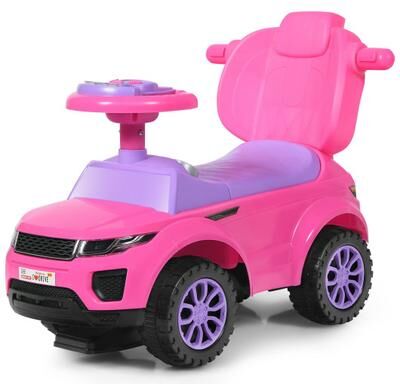 Costway 3 in 1 Ride on Push Car Toddler Stroller Sliding Car with Music-Pink