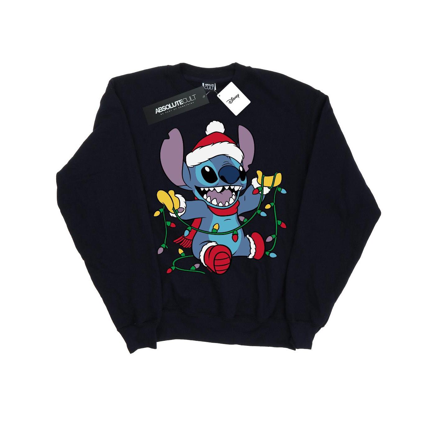 Disney Meisjes Lilo en Stitch Kerstverlichting Sweatshirt (Marineblauw)