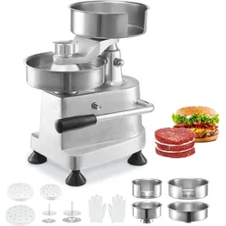 VEVOR Kommerzieller Burgerpresse - Hamburger Patty Maker 10 / 13 / 15 cm, mit 3 Packungen Burgerpapier, Professionelle Hamburgerpresse aus Edelstahl, Perfekt für Burger Patties Cooking BBQ Zubehör