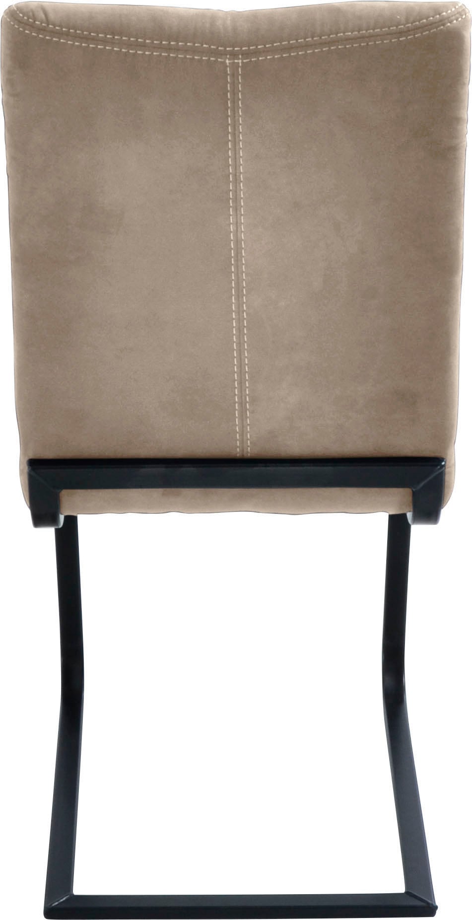 Freischwinger K+W KOMFORT & WOHNEN "Floyd", beige (sand 35, roheisen schwarz lackiert), B:47cm H:96cm T:62cm, 520: Microfaser, 100% Polyester, Stühle, Freischwinger, Kontrastnaht, Freischwingergestell aus Vierkantrohr Roheisen schwarz