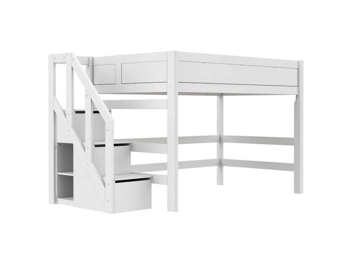 Mittelhohes Bett mit Treppe 120x200cm