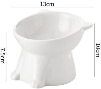 Daily Discovery Elevated Ceramic Cat Ear Bowl With Tilted Raised Cat Feeder b