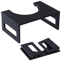 Relaxdays Klappbarer Toilettenhocker aus Bambus Schwarz