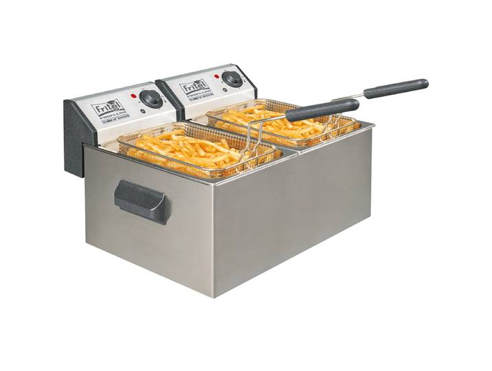 Fritel friteuse Profi 3855 Duo - professionele friteuse / friteuse - 2 x 5 l - stofwerend deksel - olie + vast vet