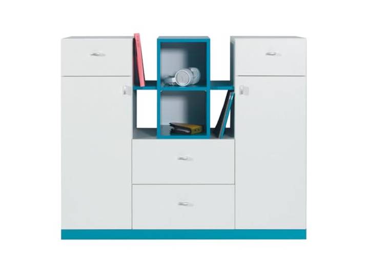 Lomadox Kinderzimmer Jugendzimmer Schrank Kommode Sideboard modern in weiß mit türkis