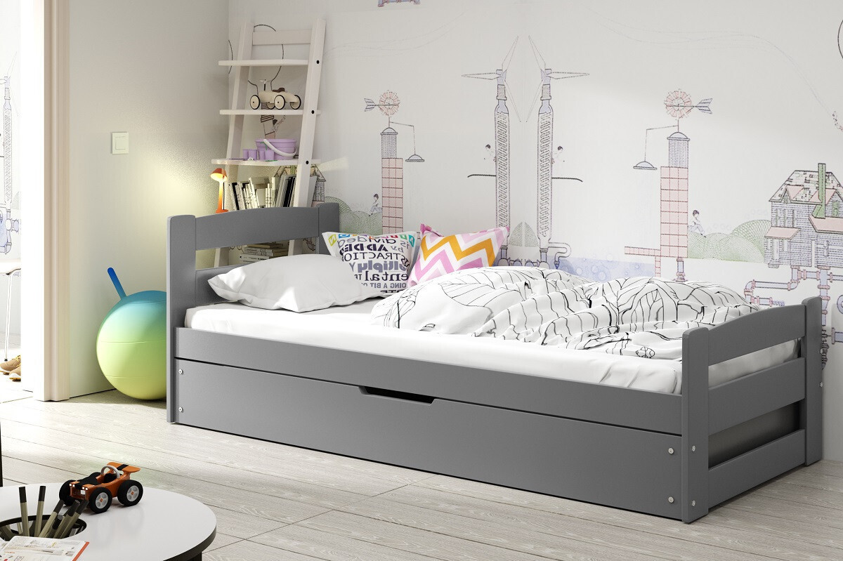Kinderbett mit Stauraum ohne Matratze 90x200 LYDIE - Graphit