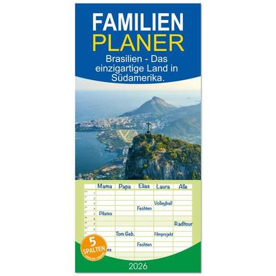 Familienplaner 2026 - Brasilien - Das einzigartige Land in Südamerika. mit 5 Spalten (Wandkalender, 21 x 45 cm) CALVENDO
