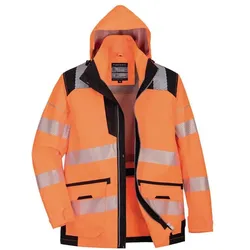 Portwest,  Warnschutzjacke 5-in-1 mit 10 Taschen Orange XL (XL)