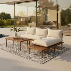 Loungegarnitur Dona Creme Outdoorstoff/Metall
