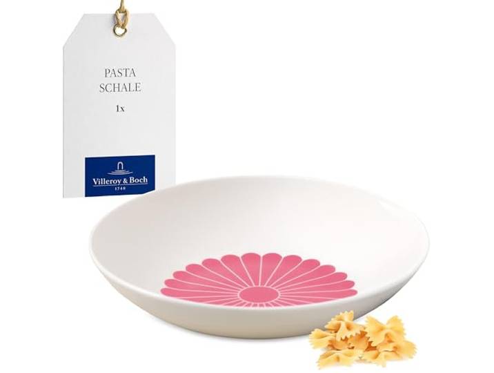 Villeroy & Boch - Fleur Cassis Pastaschale Pink, Spülmaschinenfest Mikrowellensicher, Schale für Pasta, Nudeln, Bowls und Salate, Tiefer Pasta Teller, Pastateller, Essteller, Premium Porzellan