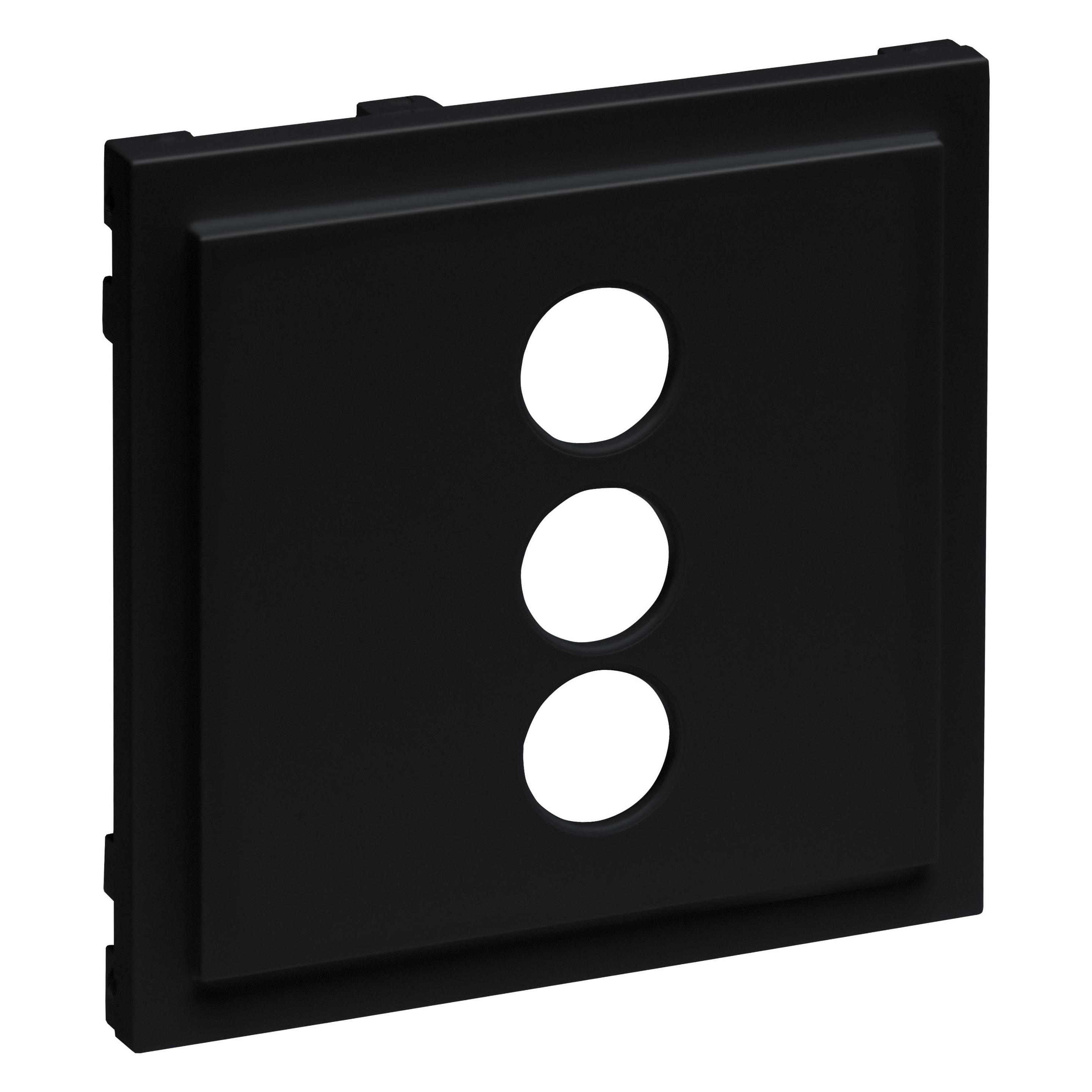 Legrand SEANO Abdeckung für 3-fach RCA (Cinch)-Anschlussdose, 3 separate Cinch-Anschlüsse, Schwarz (765386)
