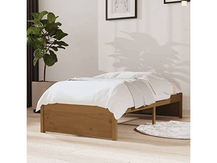 RJPLMFV Bettgestell aus Massivholz, 75 x 190 cm Massives Kiefernholz, inklusive Lattenrost, für kleinen Raum
