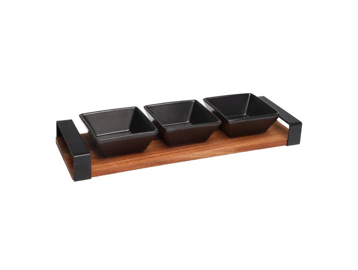 Apéroschale Servierset 4-teilig schwarz/natur