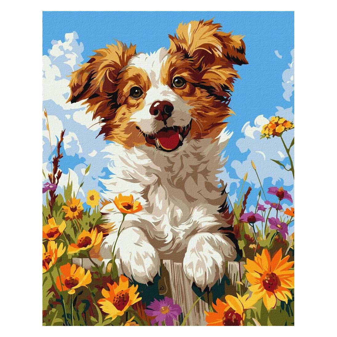 Norimpex Malen nach Zahlen - Hund in Blumen (54802631)