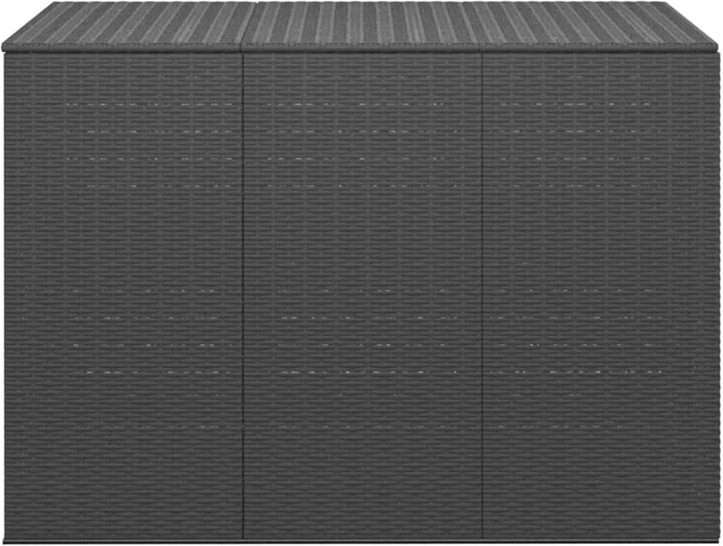 Ebern Designs Lubeck 145 cm W 1300 L Water Resistant Wicker Deck Box Black 103cm H X 145cm W X 100cm D