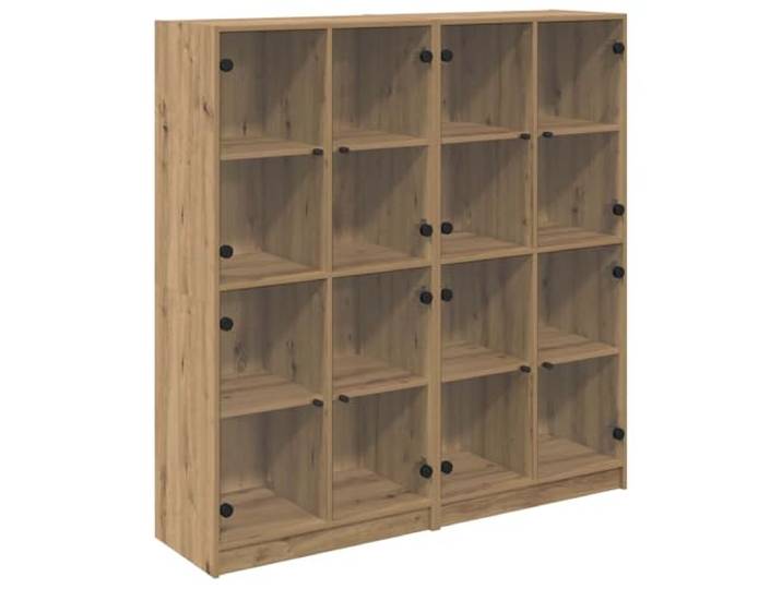 LASWWQMRF 2er Set Highboard Artisan-Eiche 68x37x142 cm Holzwerkstoff Vielseitiger Schrank mit transparenten PVC Türen und Metallknöpfen für Ordnung im Schlafzimmer und Flur.