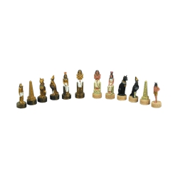 Weible Schachfiguren - Ägypten - gemahlener Stein - Königshöhe 84 mm 245654
